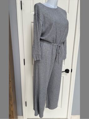 EXPRESS Romper Women Gray Knit Long Sleeve Pull On Pants Elastic Waist NWT $88 L